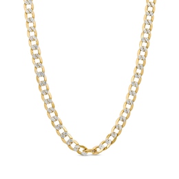 Previously Owned - Made in Italy Men's 7.2mm Curb Chain Necklace in Hollow 10K Two-Tone Gold - 24"