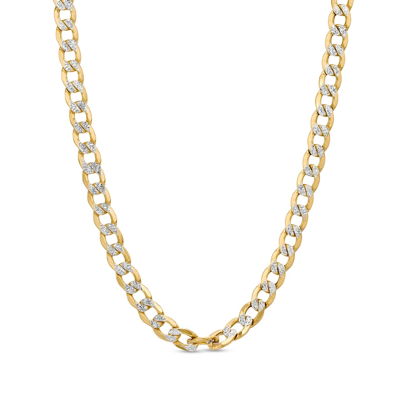 Main Image 1 of Previously Owned - Made in Italy Men's 7.2mm Curb Chain Necklace in Hollow 10K Two-Tone Gold - 24"