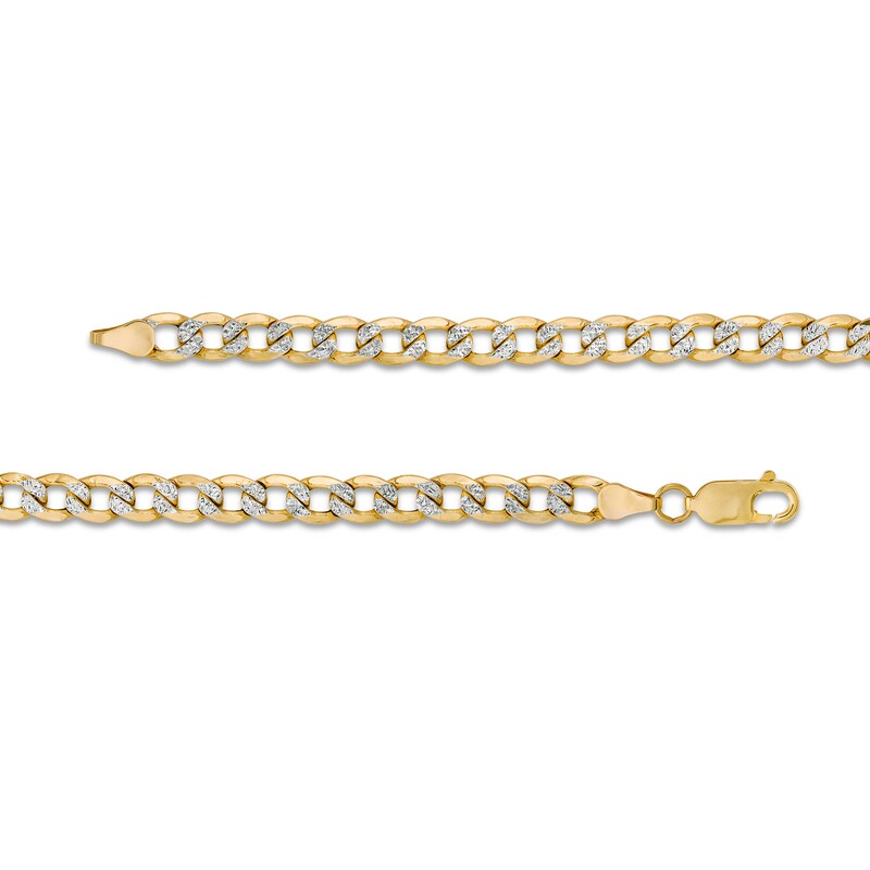 Main Image 3 of Previously Owned - Made in Italy Men's 7.2mm Curb Chain Necklace in Hollow 10K Two-Tone Gold - 24"