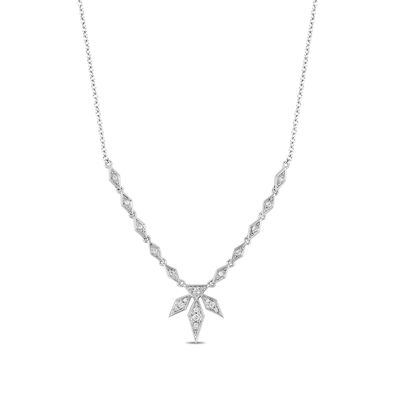 Previously Owned - Enchanted Disney Elsa 1/5 CT. T.W. Diamond Snowflake Necklace in 10K White Gold