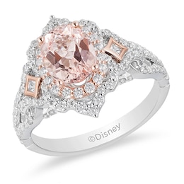 Previously Owned - Enchanted Disney Aurora Morganite and 3/4 CT. T.W. Diamond Engagement Ring in 14K Two-Tone Gold