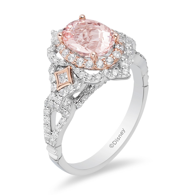 Previously Owned - Enchanted Disney Aurora Morganite and 3/4 CT. T.W. Diamond Engagement Ring in 14K Two-Tone Gold