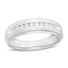 Thumbnail Image 0 of Previously Owned - Men's 1/4 CT. T.W. Diamond Satin Wedding Band in 10K White Gold
