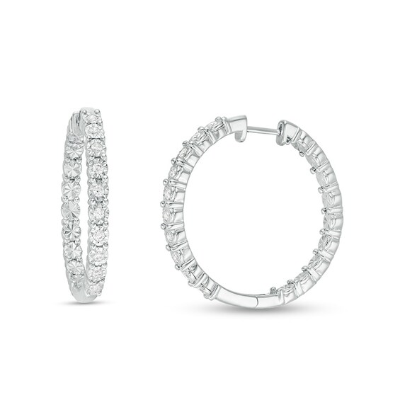 Previously Owned - 1/2 CT. T.W. Diamond Inside-Out Hoop Earrings in Sterling Silver Previously Owned - 1/2 CT. T.W. Diamond Inside-Out Hoop Earrings in Sterling Silver