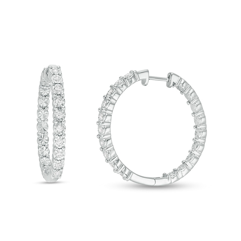 Previously Owned - 1/2 CT. T.W. Diamond Inside-Out Hoop Earrings in Sterling Silver