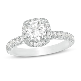 Previously Owned - 1-3/8 CT. T.W. Diamond Cushion Frame Engagement Ring in 14K White Gold