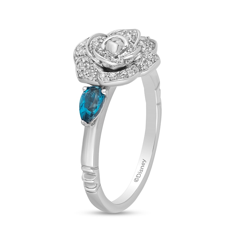 Previously Owned - Collector's Edition Enchanted Disney Cinderella Blue Topaz and Diamond Ring in Sterling Silver