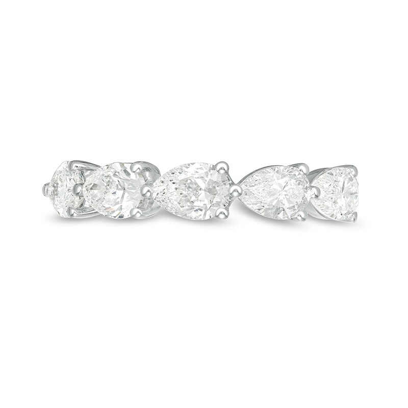 Previously Owned - Vera Wang Love Collection 1-1/2 CT. T.W. Pear-Shaped Diamond Band in 14K White Gold (I/SI2)