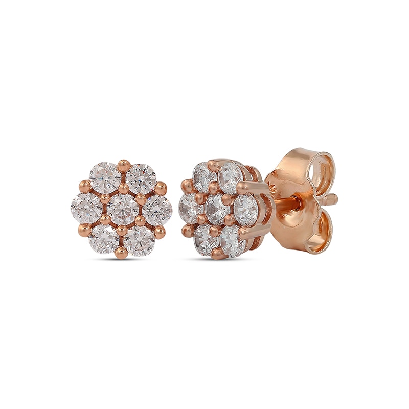 Previously Owned - 1/3 CT. T.W. Composite Diamond Flower Stud Earrings in 10K Rose Gold