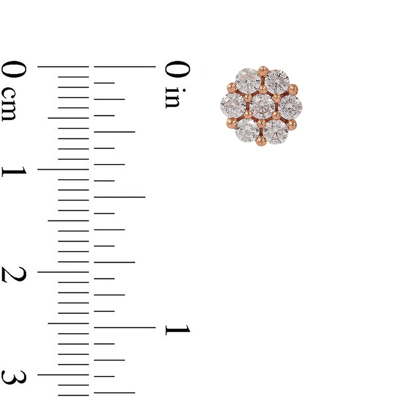 Main Image 3 of Previously Owned - 1/3 CT. T.W. Composite Diamond Flower Stud Earrings in 10K Rose Gold