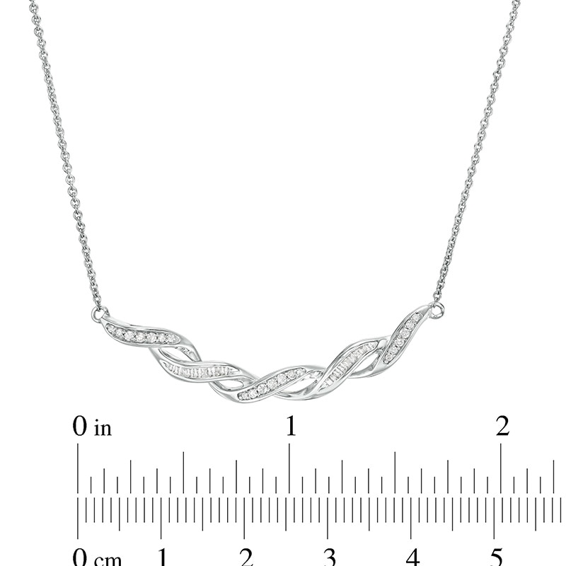Main Image 3 of Previously Owned - 1/5 CT. T.W. Diamond Cascading Ribbon Necklace in Sterling Silver