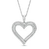 Thumbnail Image 1 of Previously Owned - 1/2 CT. T.W. Diamond Double Heart Pendant in Sterling Silver