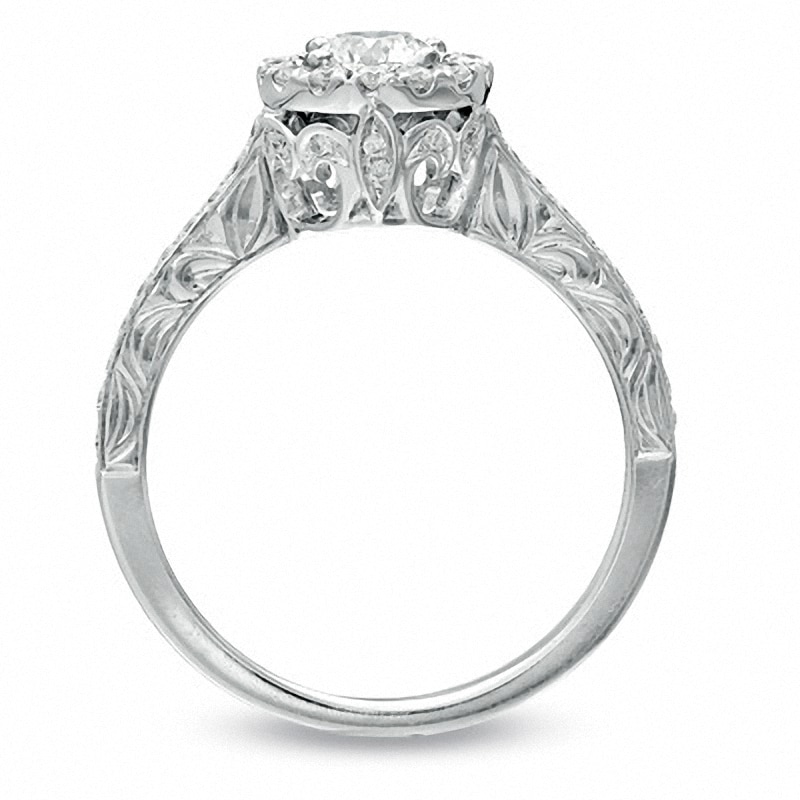 Main Image 3 of Previously Owned - Celebration Lux® 1 CT. T.W. Diamond Framed Bridal Set in 18K White Gold (I/SI2)