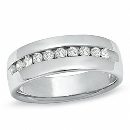 Previously Owned - Men's 1 CT. T.W. Diamond Wedding Band in 14K White Gold