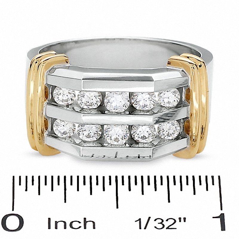 Main Image 3 of Previously Owned - 1 CT. T.W. Diamond Double Row Band in 10K Two-Tone Gold