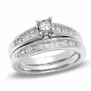 Thumbnail Image 1 of Previously Owned - 1 CT. T.W. Princess-Cut Diamond Bridal Set in 14K White Gold