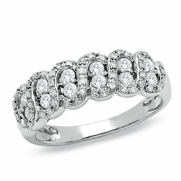 Previously Owned - 1/2 CT. T.W. Diamond Swirl Band in 10K White Gold