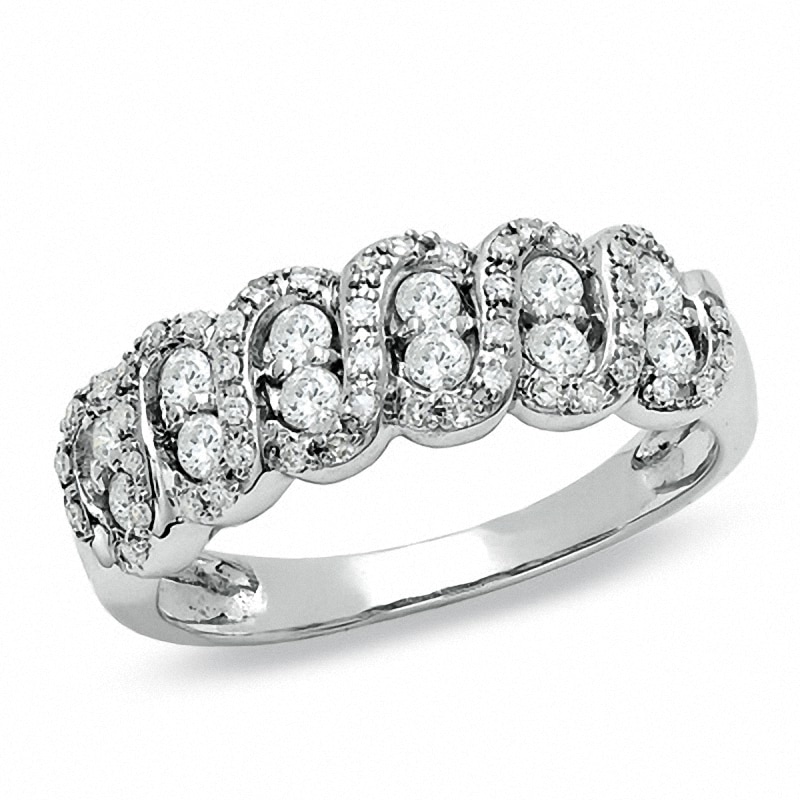 Main Image 1 of Previously Owned - 1/2 CT. T.W. Diamond Swirl Band in 10K White Gold