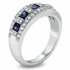 Thumbnail Image 1 of Previously Owned - 1/3 CT. T.W. Diamond and Princess-Cut Blue Sapphire Anniversary Band in 14K White Gold
