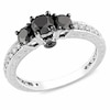 Thumbnail Image 1 of Previously Owned - 1-1/4 CT. T.W. Enhanced Black and White Diamond Three Stone Engagement Ring in 10K White Gold