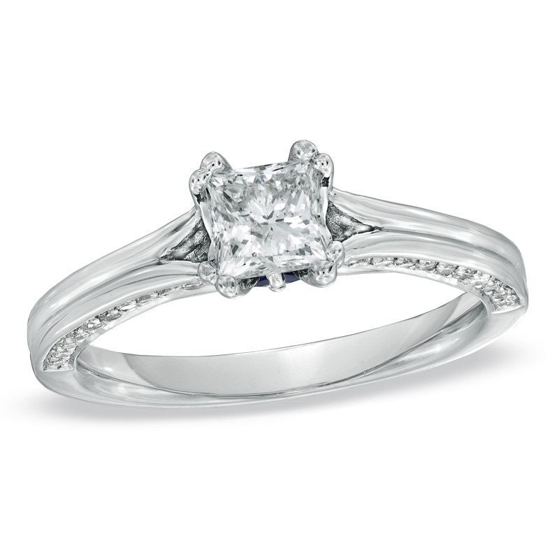 Previously Owned - Vera Wang Love Collection 7/8 CT. T.W. Princess-Cut Diamond Engagement Ring in 14K White Gold