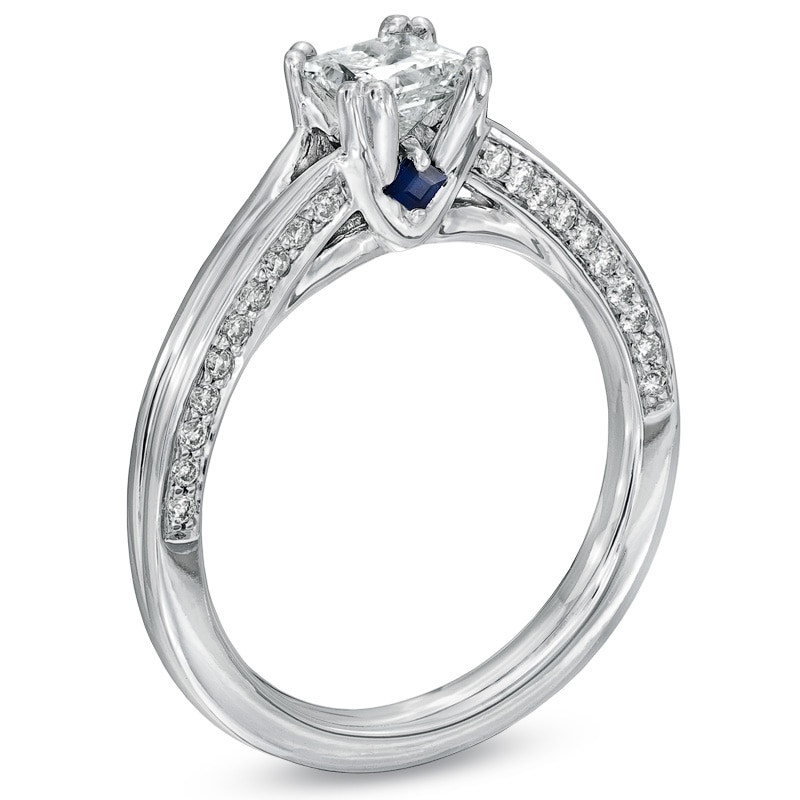 Previously Owned - Vera Wang Love Collection 7/8 CT. T.W. Princess-Cut Diamond Engagement Ring in 14K White Gold