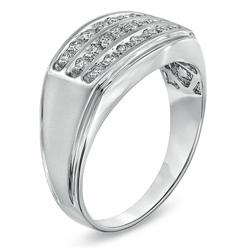 Main Image 2 of Previously Owned - 1/3 CT. T.W. Diamond Three Row Comfort Fit Anniversary Band in 10K White Gold