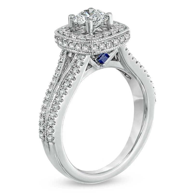 Main Image 2 of Previously Owned - Vera Wang Love Collection 1-1/3 CT. T.W. Diamond Split Shank Engagement Ring in 14K White Gold