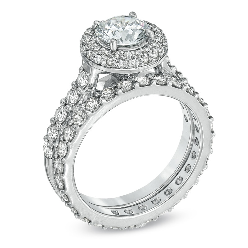 Main Image 2 of Previously Owned - Celebration Lux® 1-1/2 CT. T.W. Diamond Bridal Set in 18K White Gold (I/SI2)