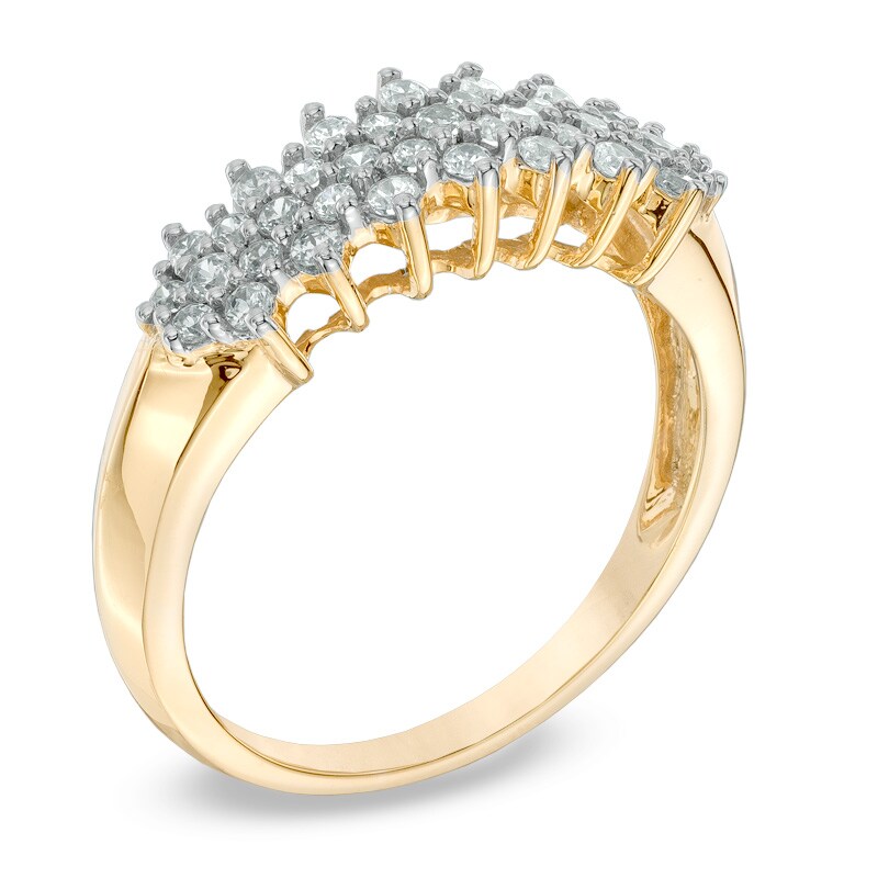 Main Image 2 of Previously Owned - 1/2 CT. T.W. Diamond Cluster Pyramid Band in 10K Gold