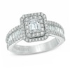 Thumbnail Image 1 of Previously Owned - Vera Wang Love Collection 1-1/2 CT. T.W. Emerald-Cut Diamond Double Frame Ring in 14K White Gold