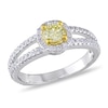 Thumbnail Image 1 of Previously Owned - 1 CT. T.W. Enhanced Yellow and White Diamond Split Shank Engagement Ring in 14K White Gold