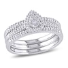Thumbnail Image 1 of Previously Owned - 1/4 CT. T.W. Diamond Teardrop Cluster Three Piece Bridal Set in Sterling Silver