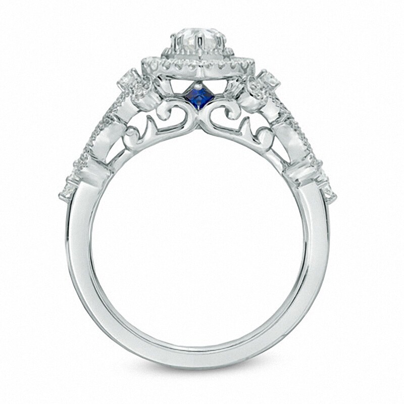 Main Image 3 of Previously Owned - Vera Wang Love Collection 1 CT. T.W. Pear-Shaped Diamond Frame Engagement Ring in 14K White Gold