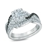 Thumbnail Image 0 of Previously Owned - 1 CT. T.W. Enhanced Black and White Diamond Twist Bridal Set in 10K White Gold