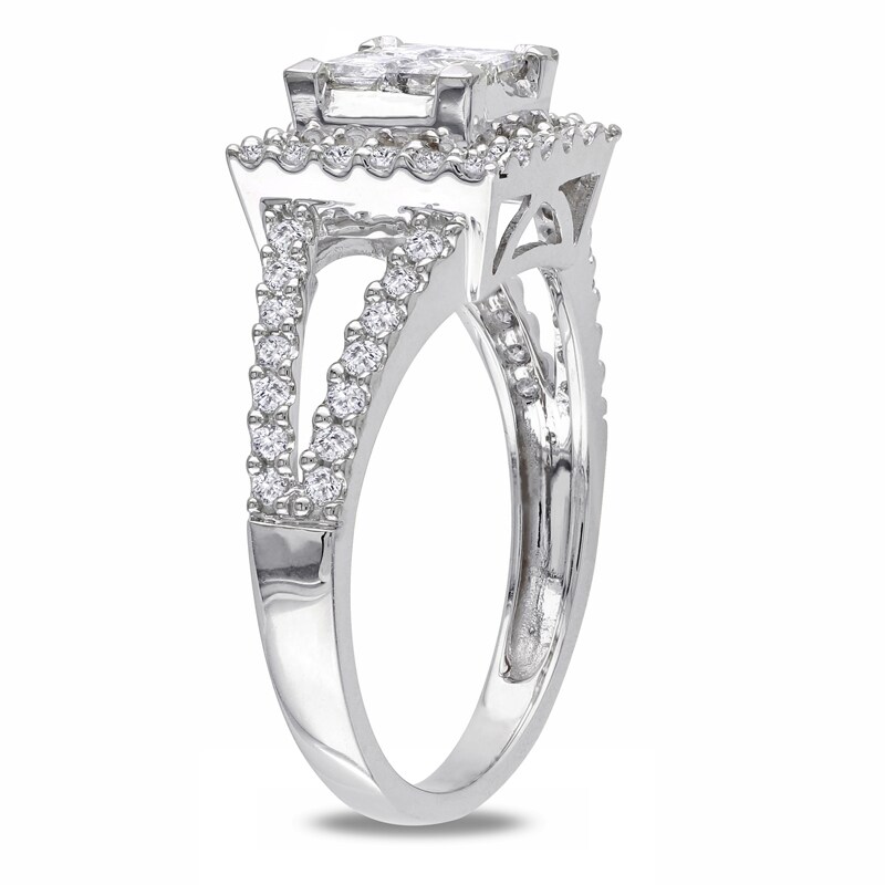 Main Image 2 of Previously Owned - 1 CT. T.W. Quad Princess-Cut Diamond Frame Ring in 14K White Gold