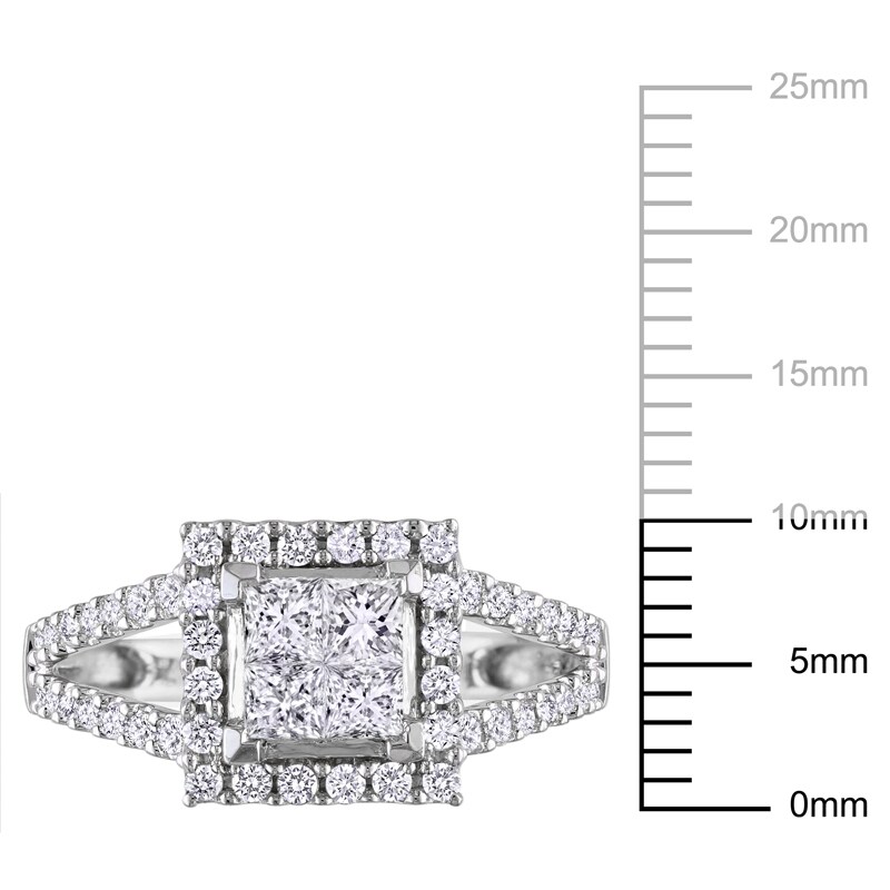 Main Image 3 of Previously Owned - 1 CT. T.W. Quad Princess-Cut Diamond Frame Ring in 14K White Gold