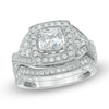 Thumbnail Image 1 of Previously Owned - 1-5/8 CT. T.W. Princess-Cut Diamond Vintage-Style Frame Bridal Set in 14K White Gold