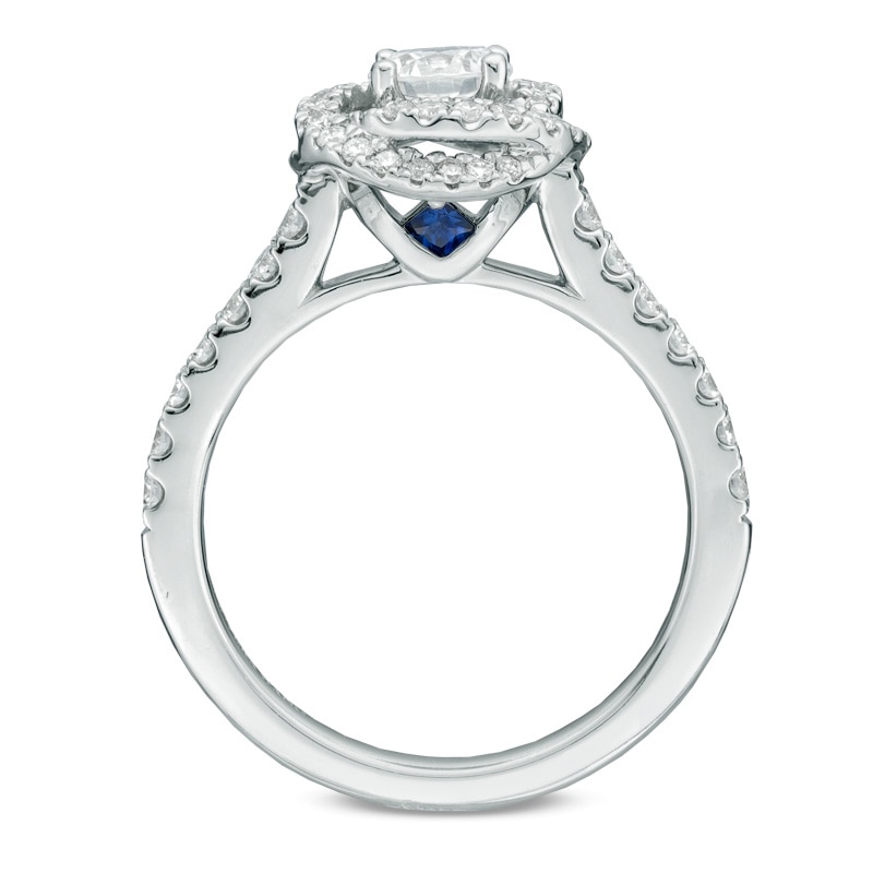 Previously Owned - Vera Wang Love Collection 1 CT. T.W. Diamond Swirl Frame Engagement Ring in 14K White Gold