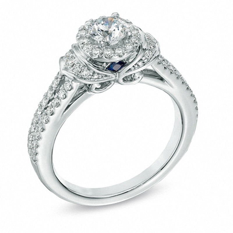 Previously Owned - Vera Wang Love Collection 3/4 CT. T.W. Diamond Collar Engagement Ring in 14K White Gold