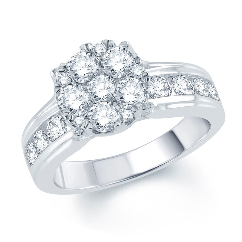 Main Image 2 of Previously Owned - 2-7/8 CT. T.W. Diamond Cluster Bridal Set in 10K White Gold