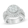 Thumbnail Image 0 of Previously Owned - 2-1/2 CT. T.W. Diamond Cluster Twist Three Piece Bridal Set in 14K White Gold