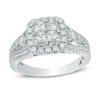 Thumbnail Image 0 of Previously Owned - 1-1/4 CT. T.W. Princess-Cut Quad Diamond Frame Engagement Ring in 14K White Gold