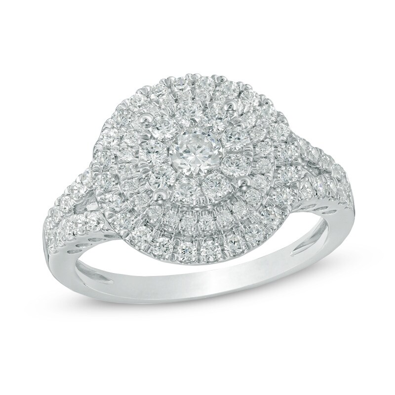 Previously Owned - 1 CT. T.W. Composite Diamond Double Frame Engagement Ring in 10K White Gold