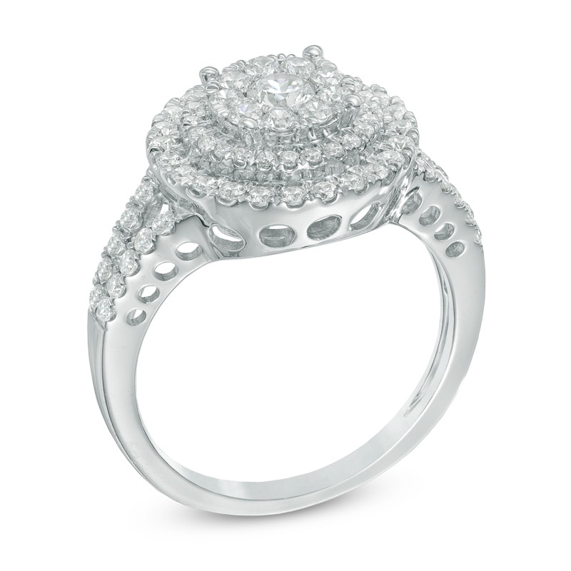 Previously Owned - 1 CT. T.W. Composite Diamond Double Frame Engagement Ring in 10K White Gold