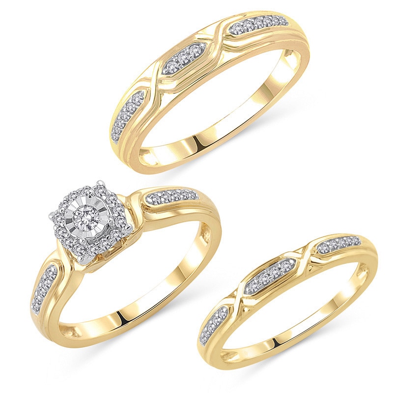Main Image 3 of Previously Owned - 1/4 CT. T.W. Diamond Frame Bridal Set in 10K Gold
