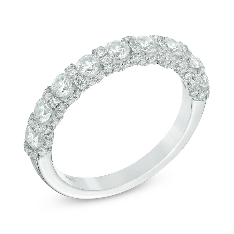 Previously Owned - Vera Wang Love Collection 1-1/5 CT. T.W. Diamond Border Nine Stone Band in 14K White Gold
