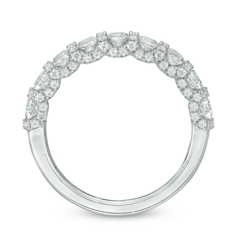 Previously Owned - Vera Wang Love Collection 1-1/5 CT. T.W. Diamond Border Nine Stone Band in 14K White Gold
