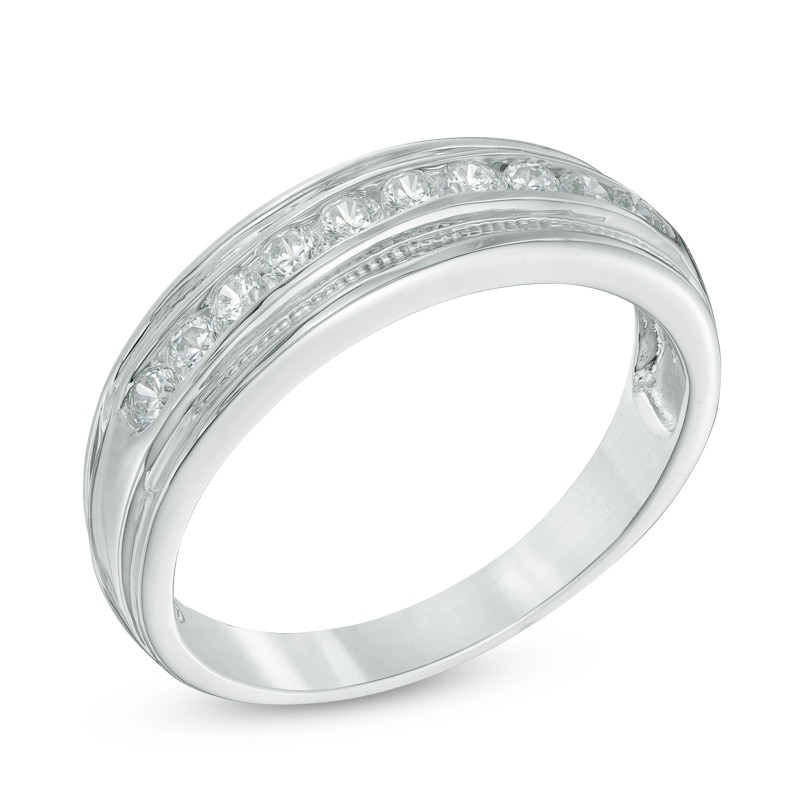 Previously Owned - Men's 1/2 CT. T.W. Diamond Wedding Band in 10K White Gold
