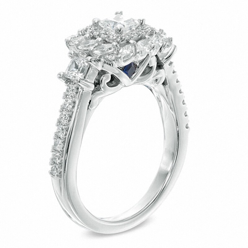Main Image 2 of Previously Owned - Vera Wang Love Collection 1-1/5 CT. T.W. Princess-Cut Diamond Engagement Ring in 14K White Gold